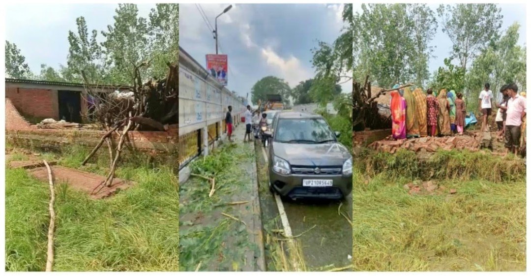तेज आंधी बारिश मे तहस नहस हुआ पर्यावरण, टूट कर सड़को पर पेड़, घंटो तक रास्ता रहा बाधित 