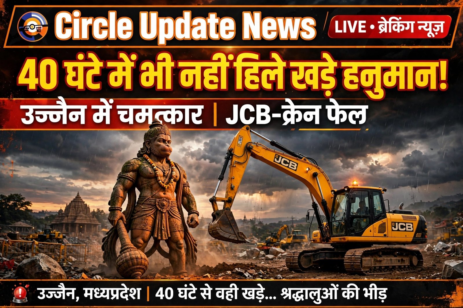 उज्जैन में चमत्कार जेसीबी मशीन फेल बजरंगबली को कोई हिला नहीं सका