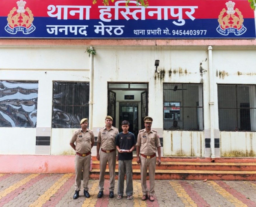 हस्तिनापुर पुलिस की मुठभेड़ के बाद नितिन नागर हत्याकांड का मुख्य वांछित अभियुक्त गिरफ्तार, अवैध तमंचा बरामद