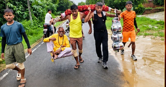अनोखी कांबड़: एक पलड़े में पिता तो दूसरे में 51 लीटर गंगाजल