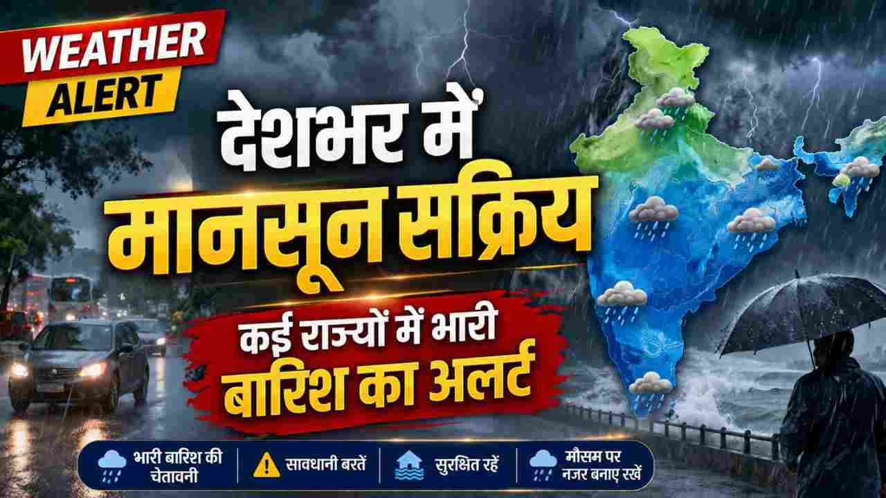 देशभर में मानसून सक्रिय, कई राज्यों में भारी बारिश का अलर्ट