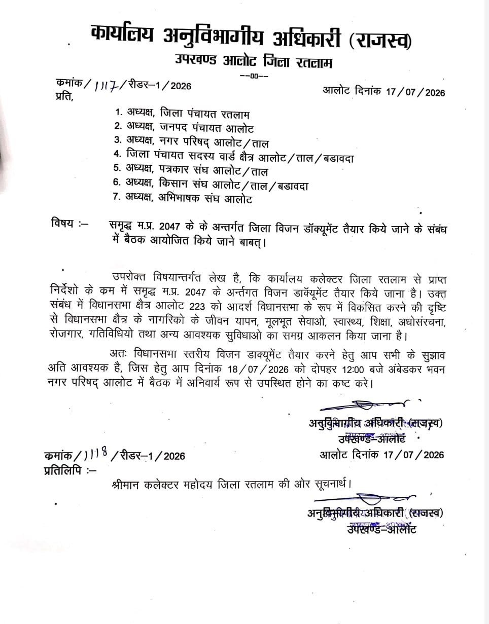समृद्ध और विकसित आलोट-2047 का विजन, लेकिन 2026 की समस्याओं पर कब होगा ध्यान?