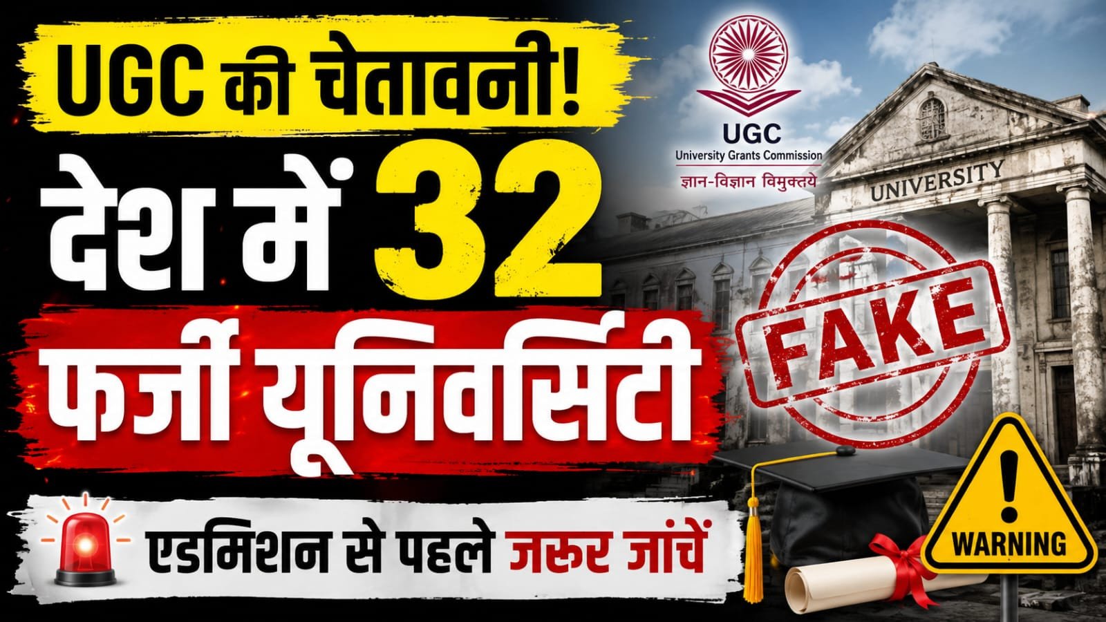 देशभर में 32 फर्जी यूनिवर्सिटी चिन्हित, UGC ने जारी की सूची; छात्रों को किया सतर्क
