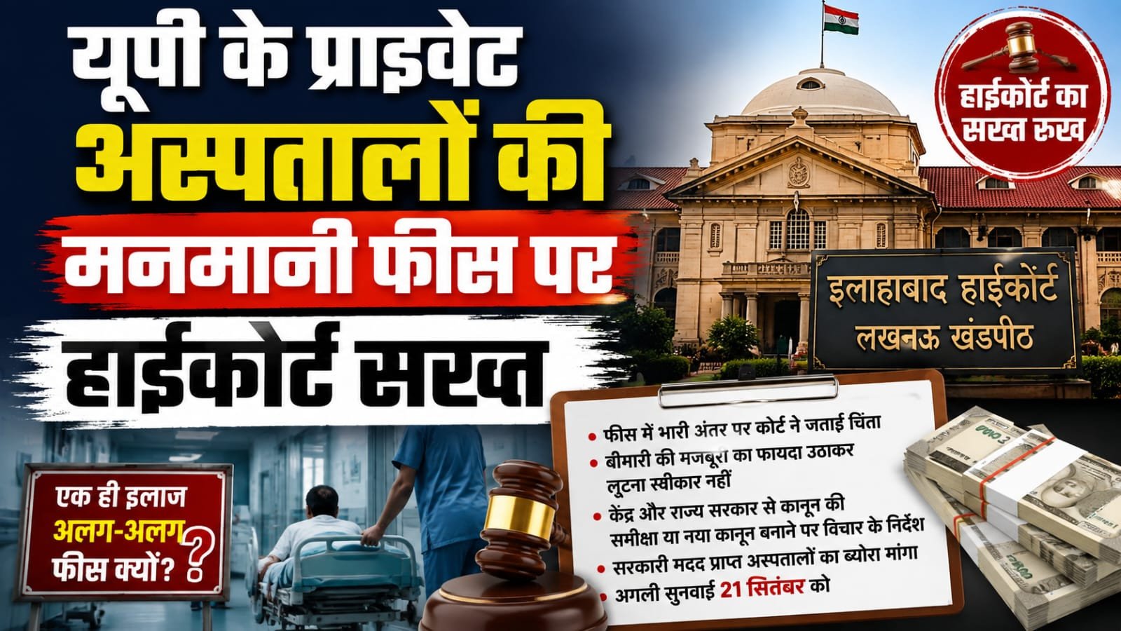 यूपी के प्राइवेट अस्पतालों की मनमानी फीस पर हाईकोर्ट सख्त, कहा- मरीजों की मजबूरी का फायदा उठाकर लूट स्वीकार नहीं