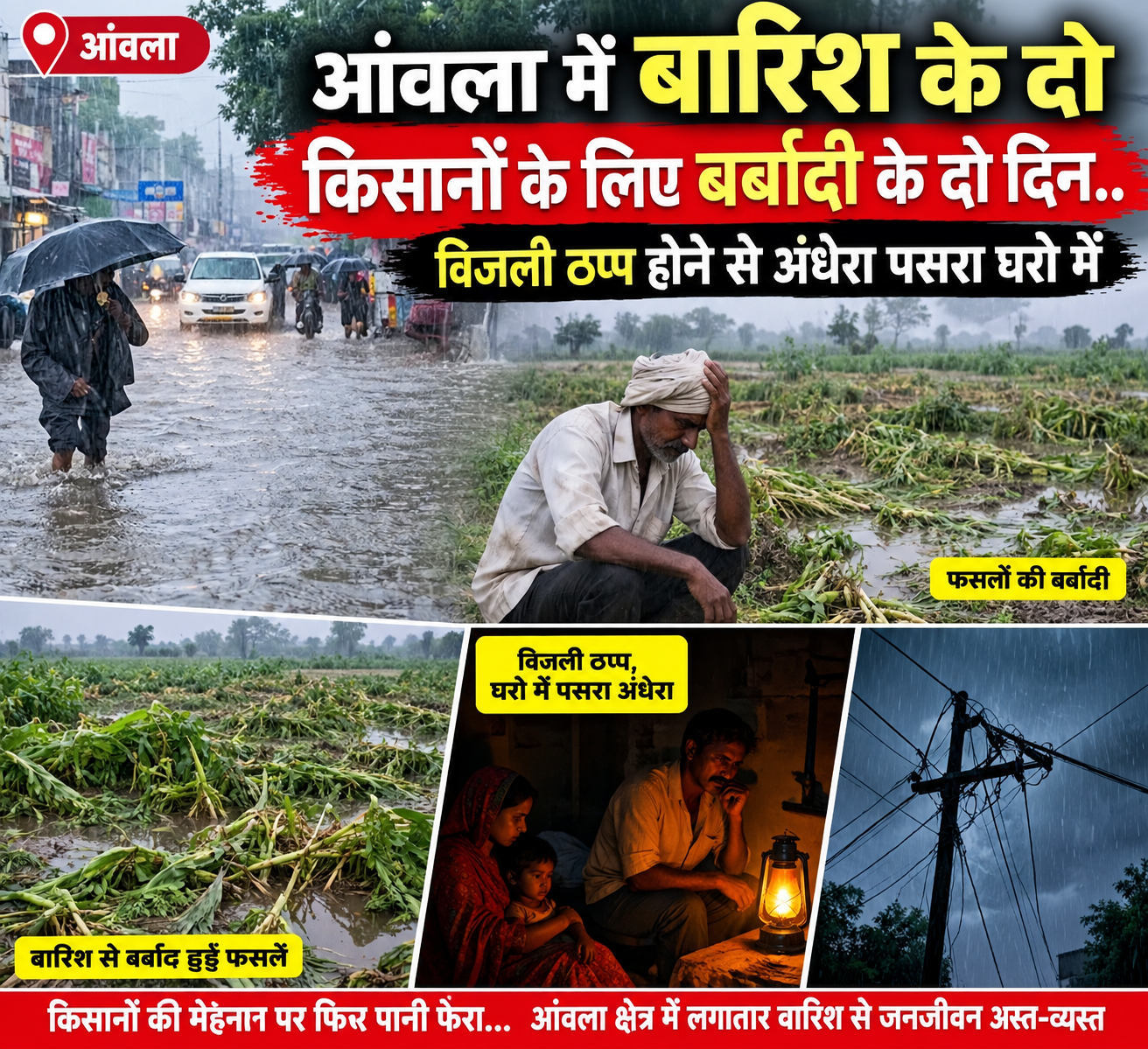 किसानों के लिए बर्बादी का सबब बन रही दो दिनों से हों रही बारिश 